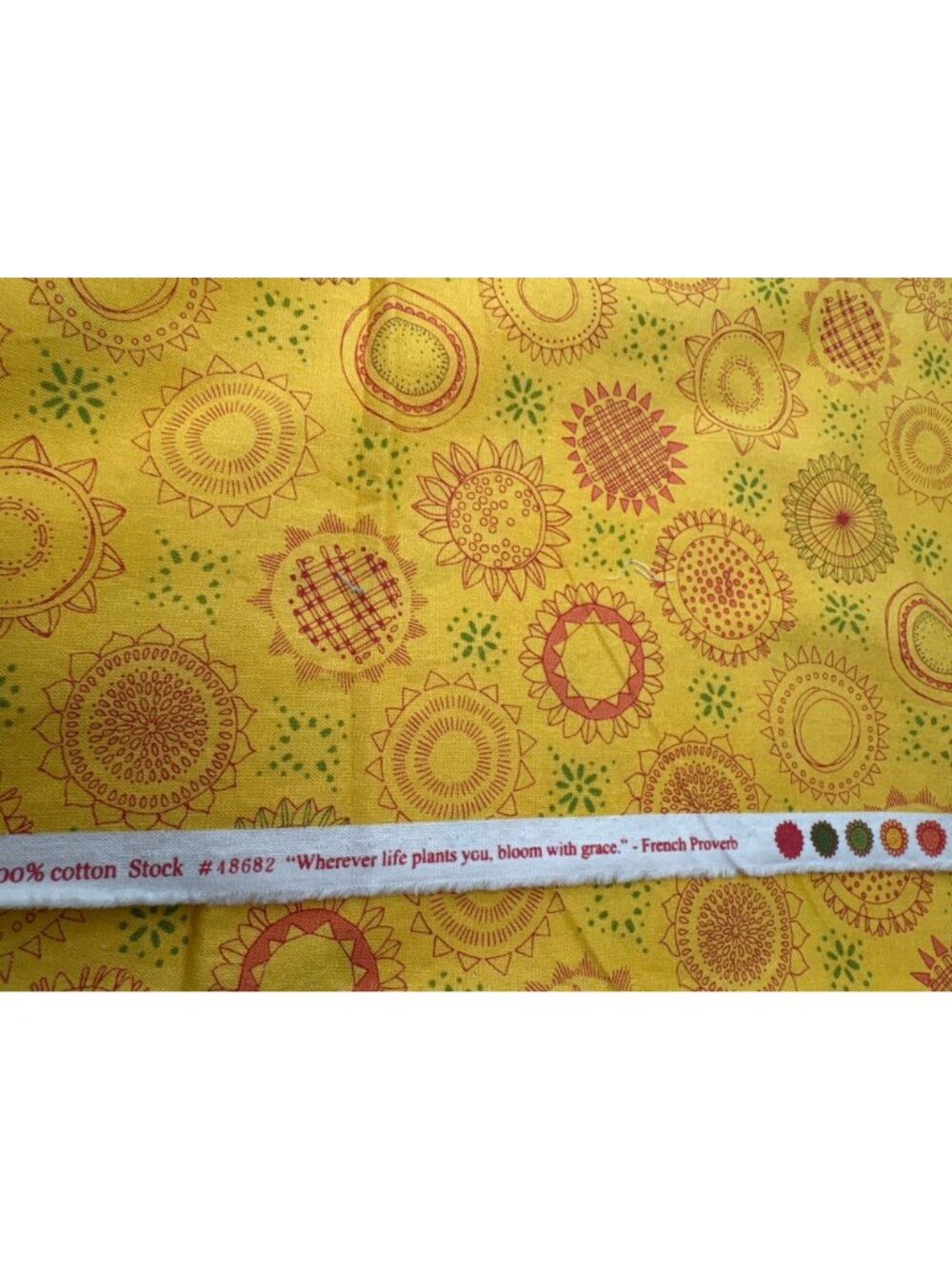 Solana Robin Pickens Moda Cotton Quilting Fabric 28x43" Sunflower Yellow Pink - Picture 3 of 13